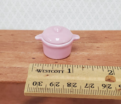 Dollhouse Stock Pot for Soups and Stews PINK Removable Lid 1:12 Scale Miniature