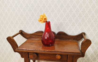 Dollhouse Dark Red Glass Tear Drop Vase 1:12 Scale Miniature Decor Flowers