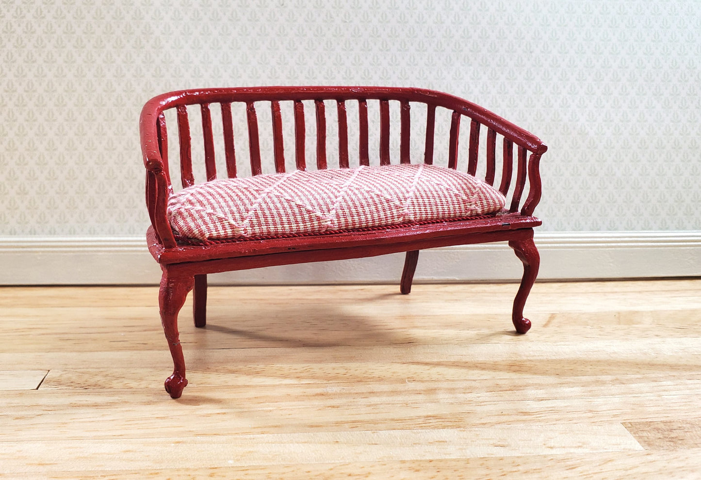 Dollhouse Padded Bench Handmade Estate Piece 1:12 Scale Miniature Furniture