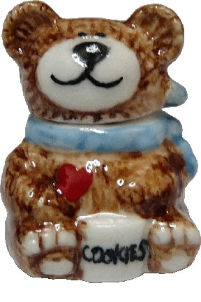 Dollhouse Happy Bear Porcelain Cookie Jar 1:12 Scale Miniature Dish