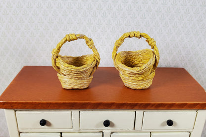 Dollhouse Baskets Set of 2 Yellow 1:12 Scale Dollhouse Miniatures