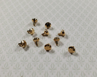 Dollhouse Tiny Gold Brass Knobs for Door or Drawer Pulls 10 pcs 1:12 Scale