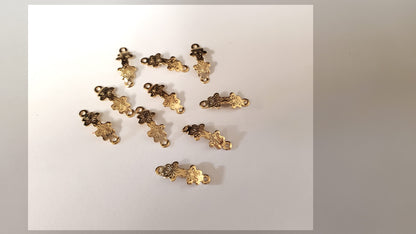 Dollhouse Flower Drawer Pulls Gold Brass 10 Pieces 1:12 Scale Miniature