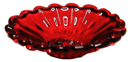 Dollhouse Crystal Red Glass Flared Platter 1:12 Scale Miniature Kitchen Decor