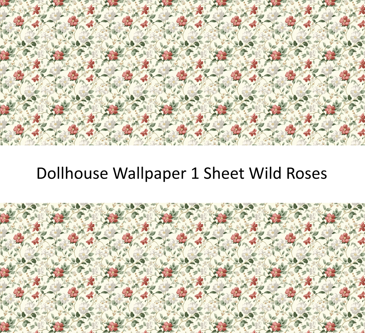 Dollhouse Wallpaper Wild Roses Floral 1:12 Scale by MiniatureCrush