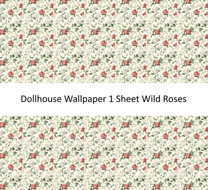 Dollhouse Wallpaper Wild Roses Floral 1:12 Scale by MiniatureCrush