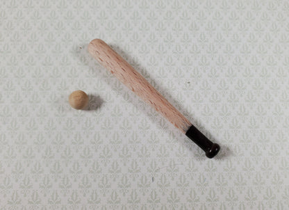 Dollhouse Wooden Baseball Bat with Wood Ball 1:12 Scale Miniature