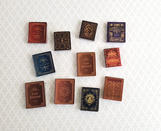 Dollhouse Miniature Books x11 Various Fancy Book Set 2 1:12 Scale (blank inside)