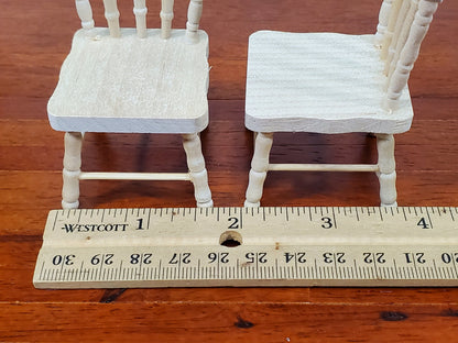 Dollhouse Chairs Spindle Back x2 Unpainted Wood 1:12 Scale Miniature Furniture