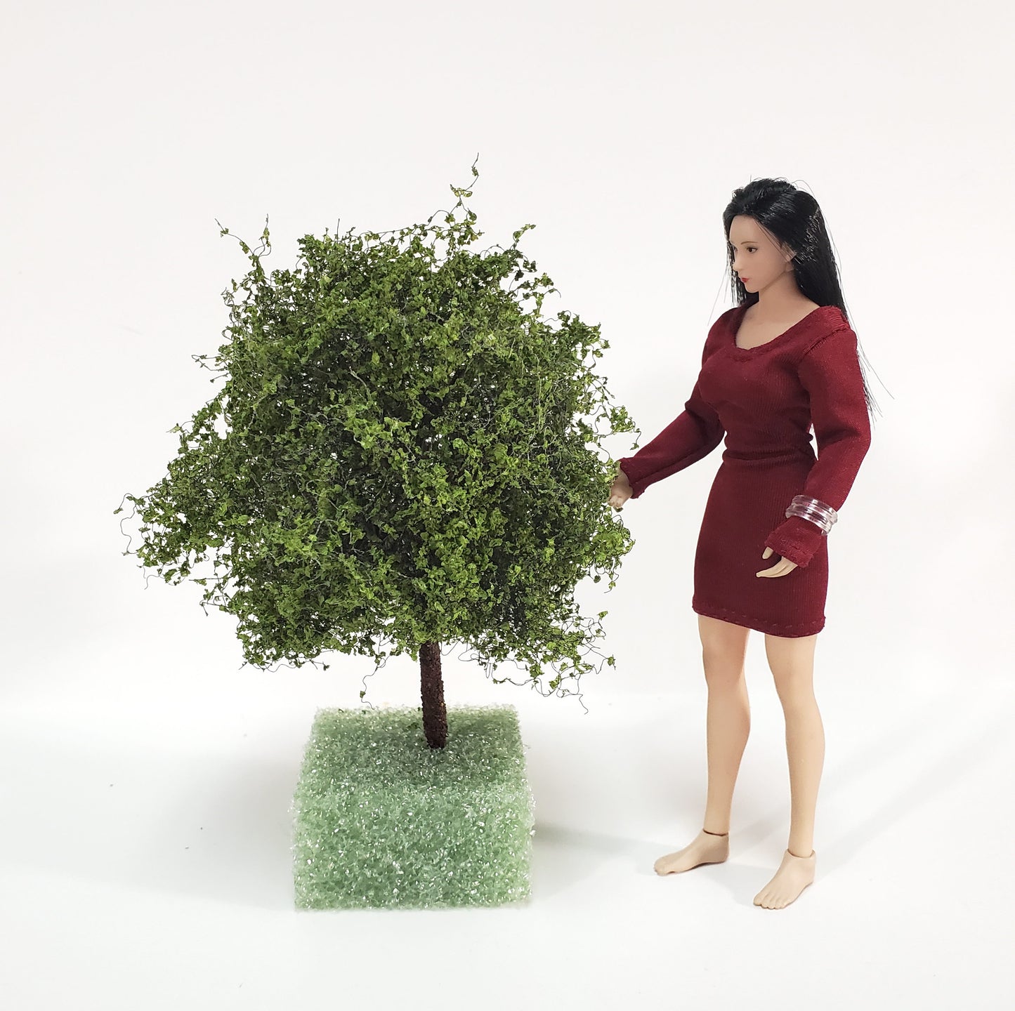 Miniature Tree or Bush Light Green 4" Tall on a flat base Model Scenery Garden Shrub