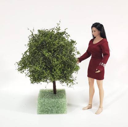 Miniature Tree or Bush Light Green 4" Tall on a flat base Model Scenery Garden Shrub