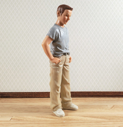 Dollhouse Modern Young Man Male Standing Casual T-Shirt 1:12 Scale "Brantley"