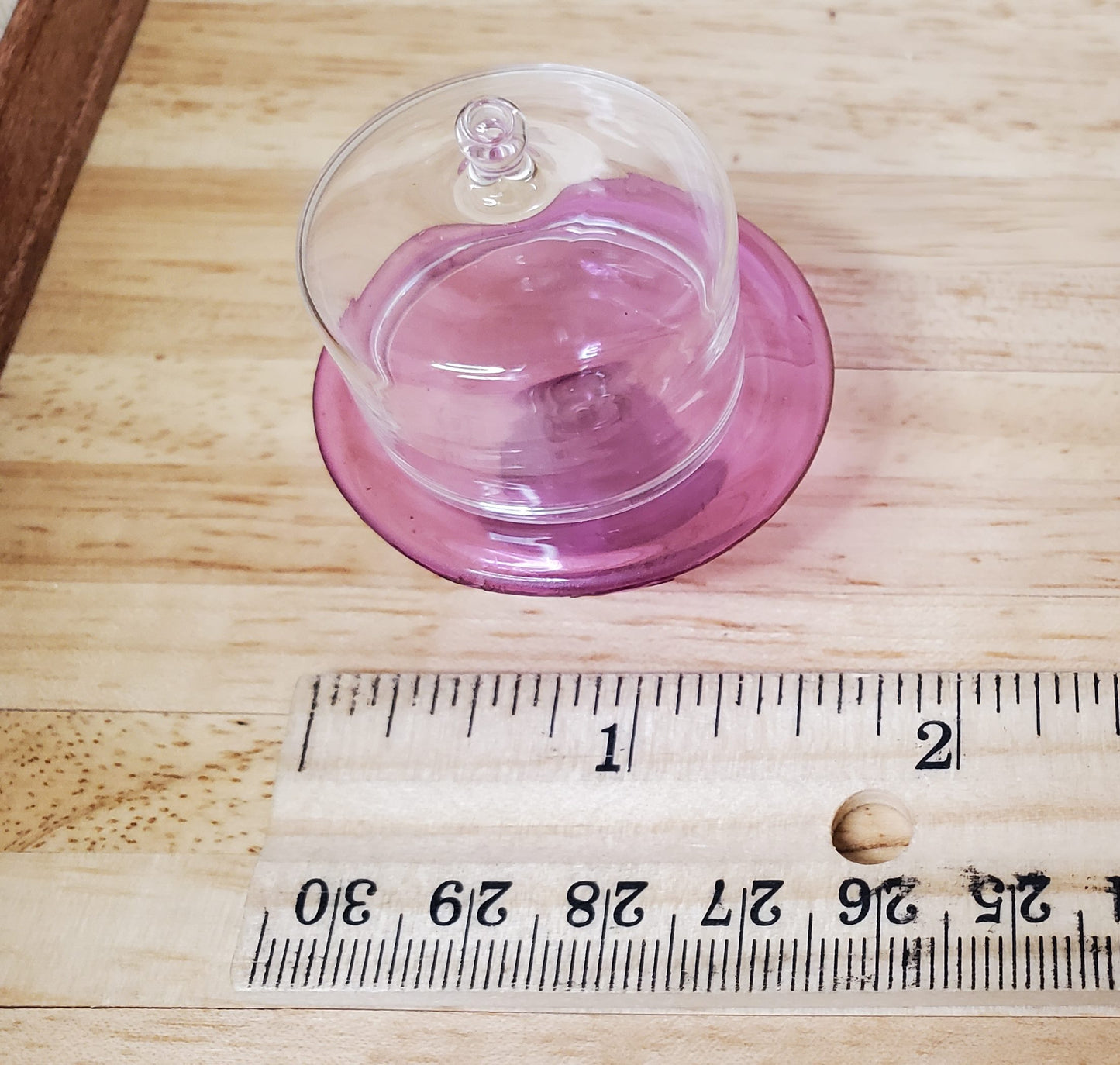 Dollhouse Lavender Glass Cake Stand with Cover 1:12 Scale Miniature Kitchen