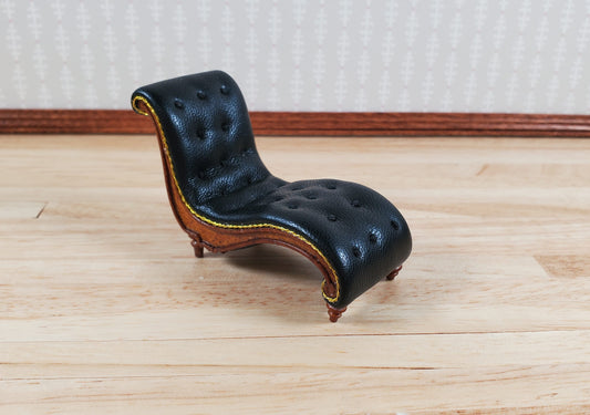 Dollhouse HALF SCALE Chase Lounger Sofa Art Nouveau 1:24 Furniture Faux Leather