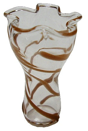 Dollhouse Brown Swirl Glass Ruffled Vase 1:12 Scale Miniature Decoration