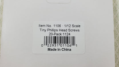 Tiny Brass Screws 20 pc for Dollhouse Miniatures 5/32" long Philips Head HW1106