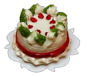 Dollhouse HALF SCALE Berry Holly Christmas Cake 1:24 Miniature