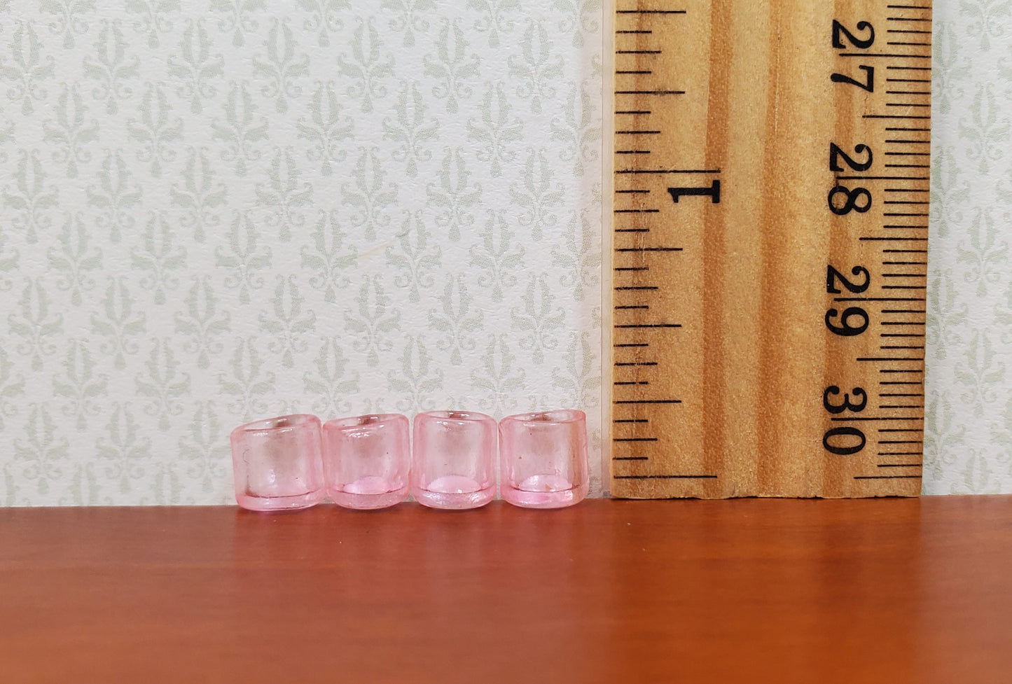 Dollhouse HALF SCALE Light Pink Glass Cup x4 1:24 Miniature Glasses Kitchen