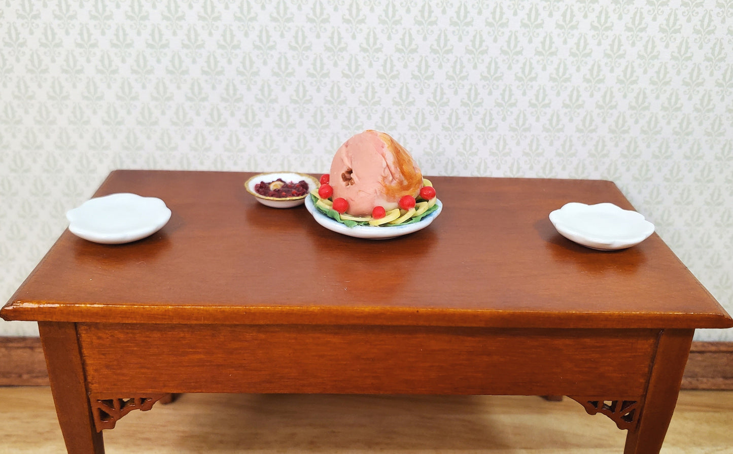 Dollhouse Bone-in Ham with Pineapple Garnish 1:12 Scale Miniature Food Kitchen