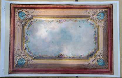 Dollhouse Ceiling Mural Wallpaper Birds Painted Victorian 1:12 Scale Itsy Bitsy