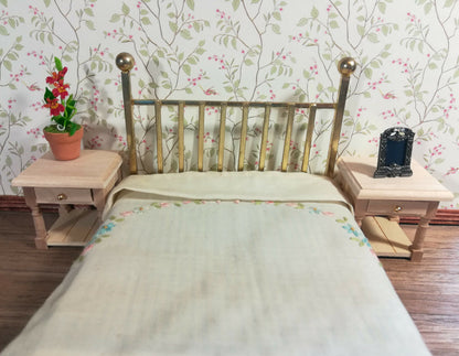 Dollhouse Miniature Nightstand Side Table Set of 2 1:12 Scale Unpainted Furniture