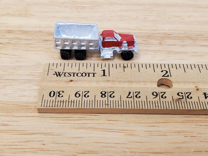 Dollhouse Construction Truck Toy Red Silver Painted Metal 1:12 Scale Miniature Nursery