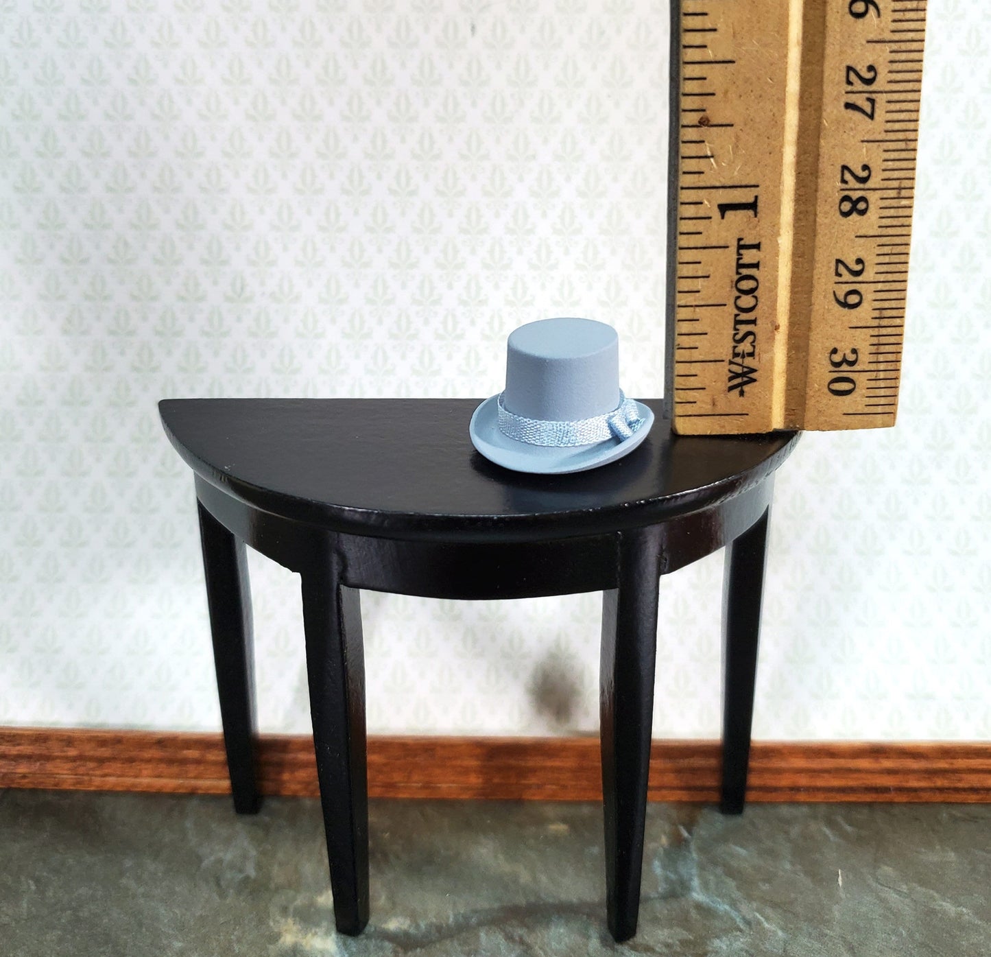 Tiny Gray Top Hat Steampunk with Ribbon - Small Half Scale 1:24
