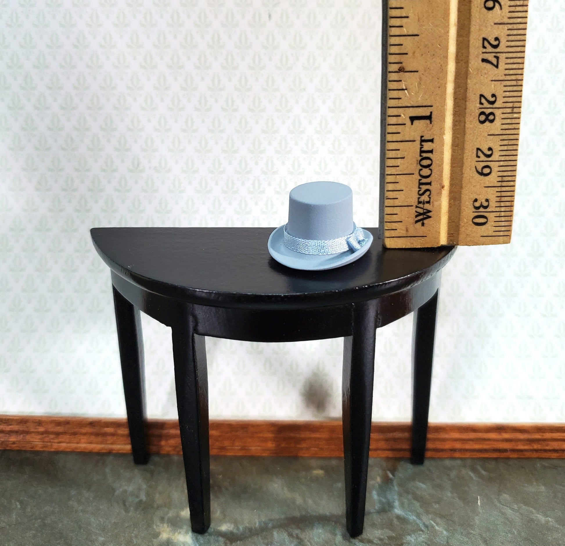 Tiny Gray Top Hat Steampunk with Ribbon - Small Half Scale 1:24
