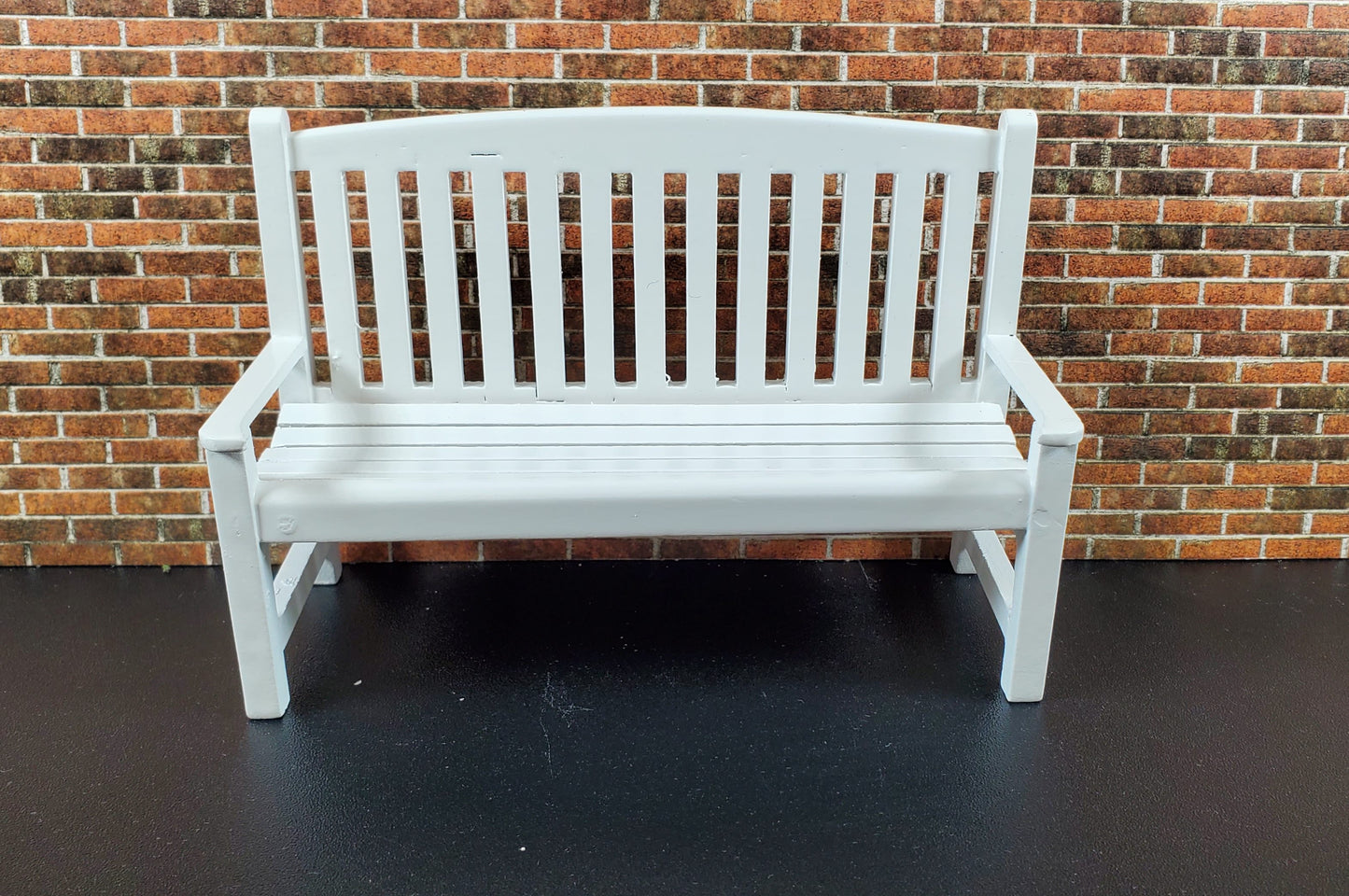Dollhouse Garden Bench Large White Wood 1:12 Scale Miniature Furniture