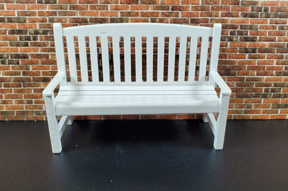 Dollhouse Garden Bench Large White Wood 1:12 Scale Miniature Furniture