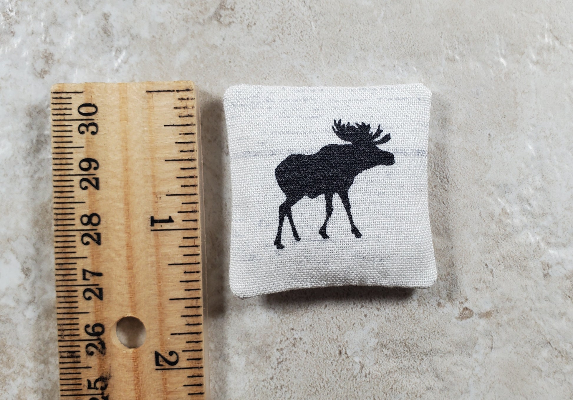 Dollhouse Miniature Pillow Moose Silhouette Handmade 1:12 Scale 1 1/2"
