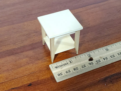 Dollhouse Side Table with Shelf Modern Style Light Oak Finish 1:12 Scale Miniature Furniture