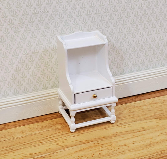 JBM Dollhouse Side Table or Nightstand with Drawer White 1:12 Scale Miniature Furniture