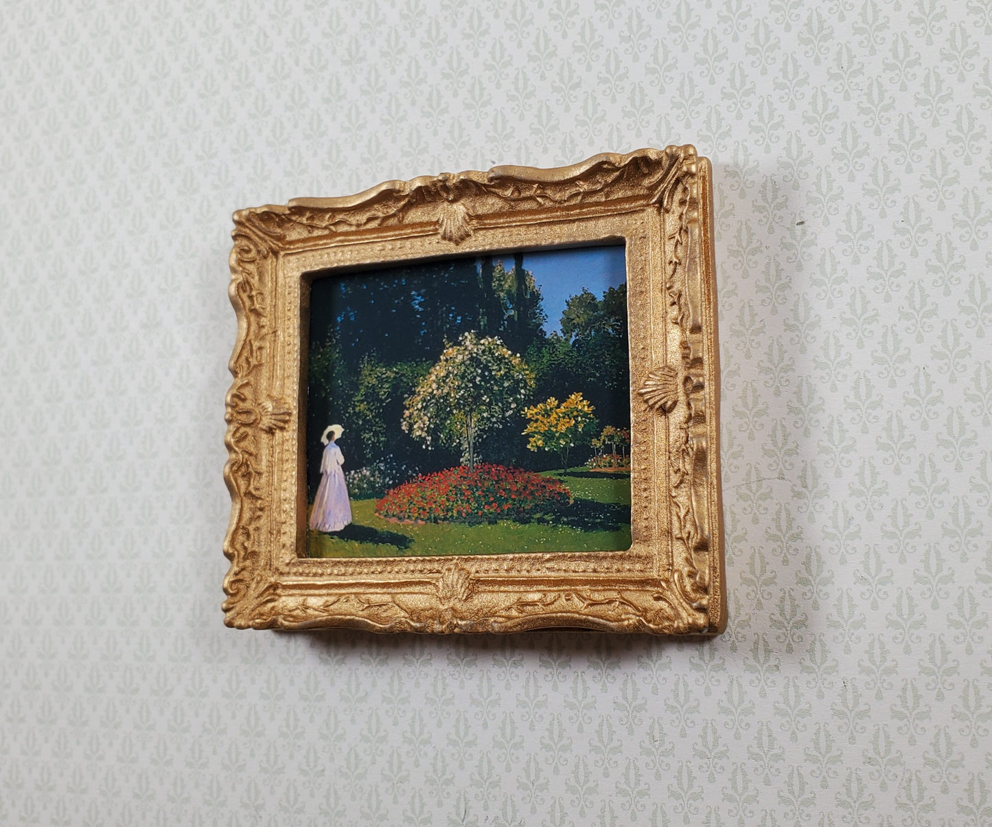 Dollhouse Claude Monet Woman in the Garden Framed Print 1:12 Handmade