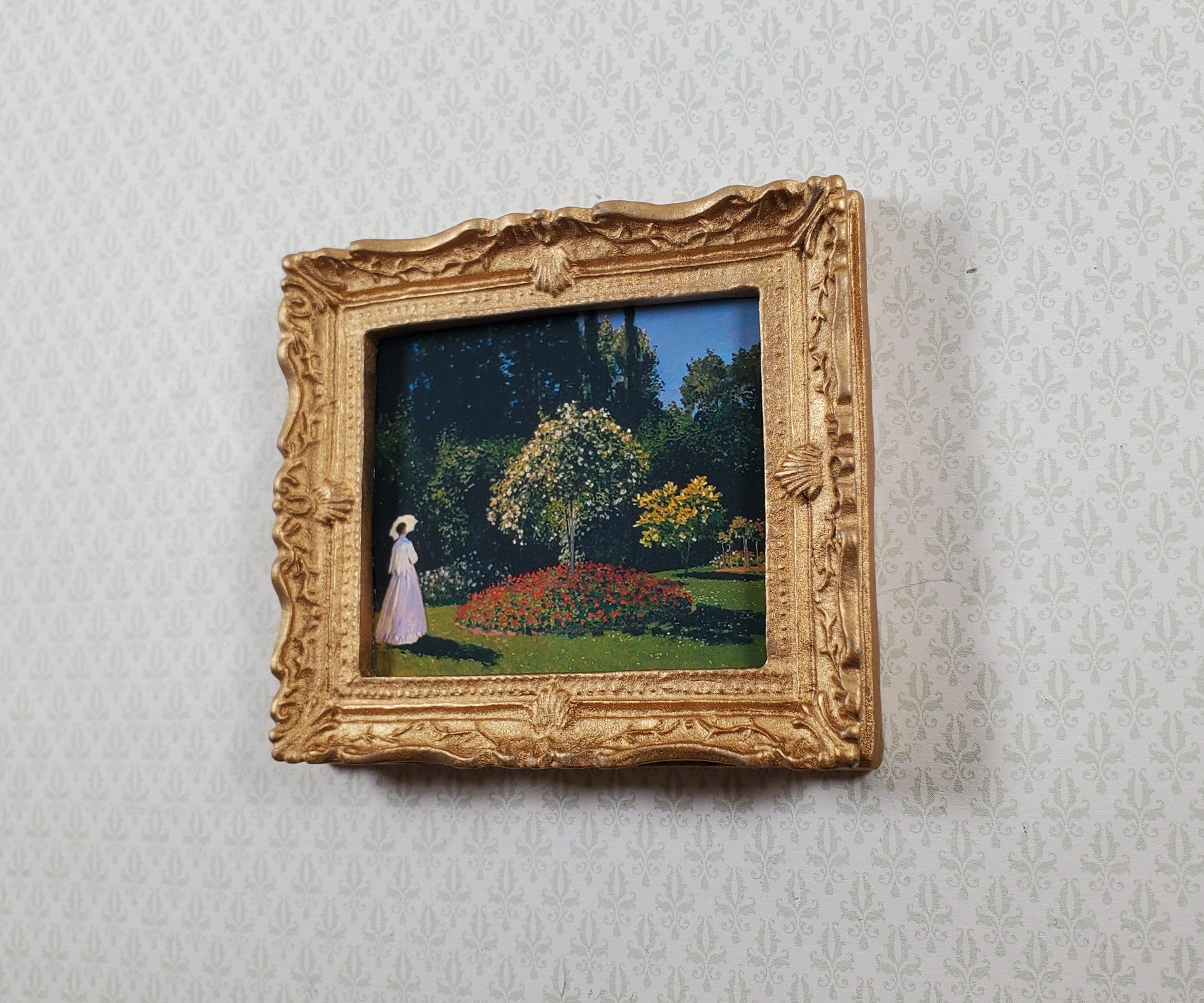 Dollhouse Claude Monet Woman in the Garden Framed Print 1:12 Handmade