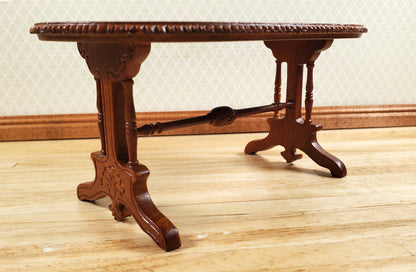 Dollhouse Oval Dining Table by Hansson Wood 1:12 Scale Miniature Walnut Finish