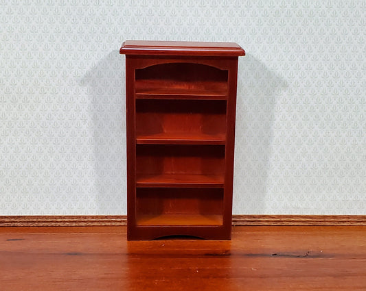 Dollhouse Bookcase Small Wood Mahogany Finish 1:12 Scale Furniture Shelves