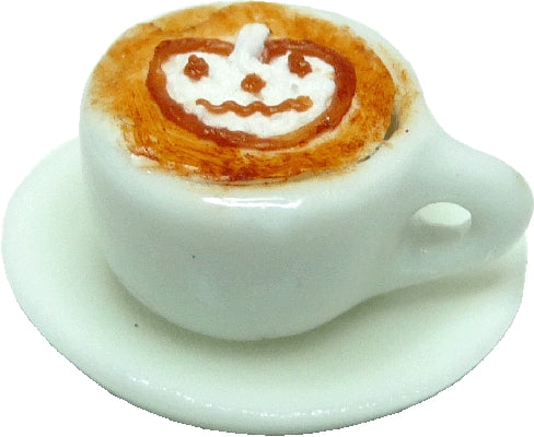 Dollhouse Halloween Espresso Coffee on Ceramic Saucer 1:12 Scale Miniature Food