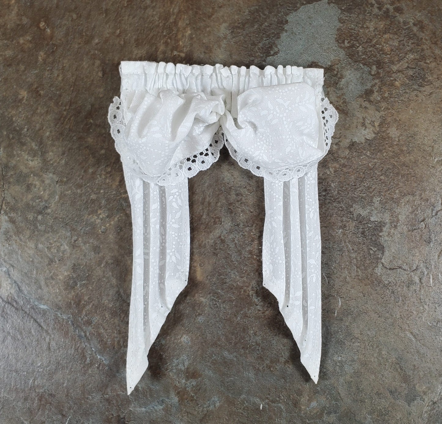 Dollhouse Curtains Balloon Valance White 1:12 Scale Handmade Miniatures