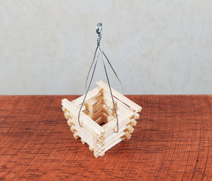 Dollhouse Slatted Wood Hanging Basket Planter 1:12 Scale Miniature