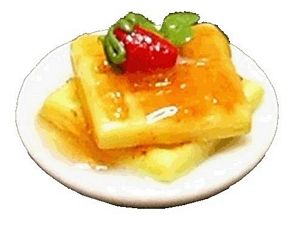 Dollhouse Waffles with Strawberry Topping 1:12 Scale Miniature Food Kitchen