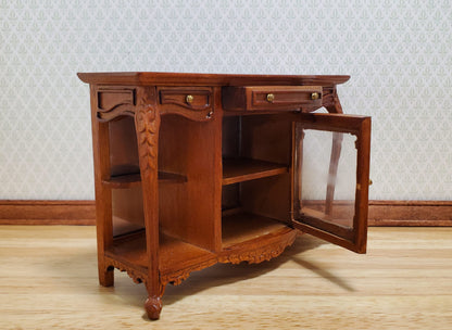 Bespaq Dollhouse Side Board Buffet Walnut Finish 1:12 Scale Miniature Furniture