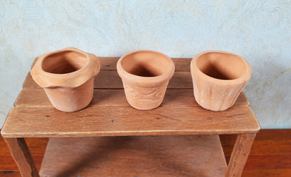 Dollhouse Terra Cotta Pots with Varying Designs Set of 3 1:12 Scale Miniature