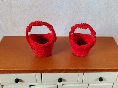 Dollhouse Baskets Set of 2 Red 1:12 Scale Dollhouse Miniatures