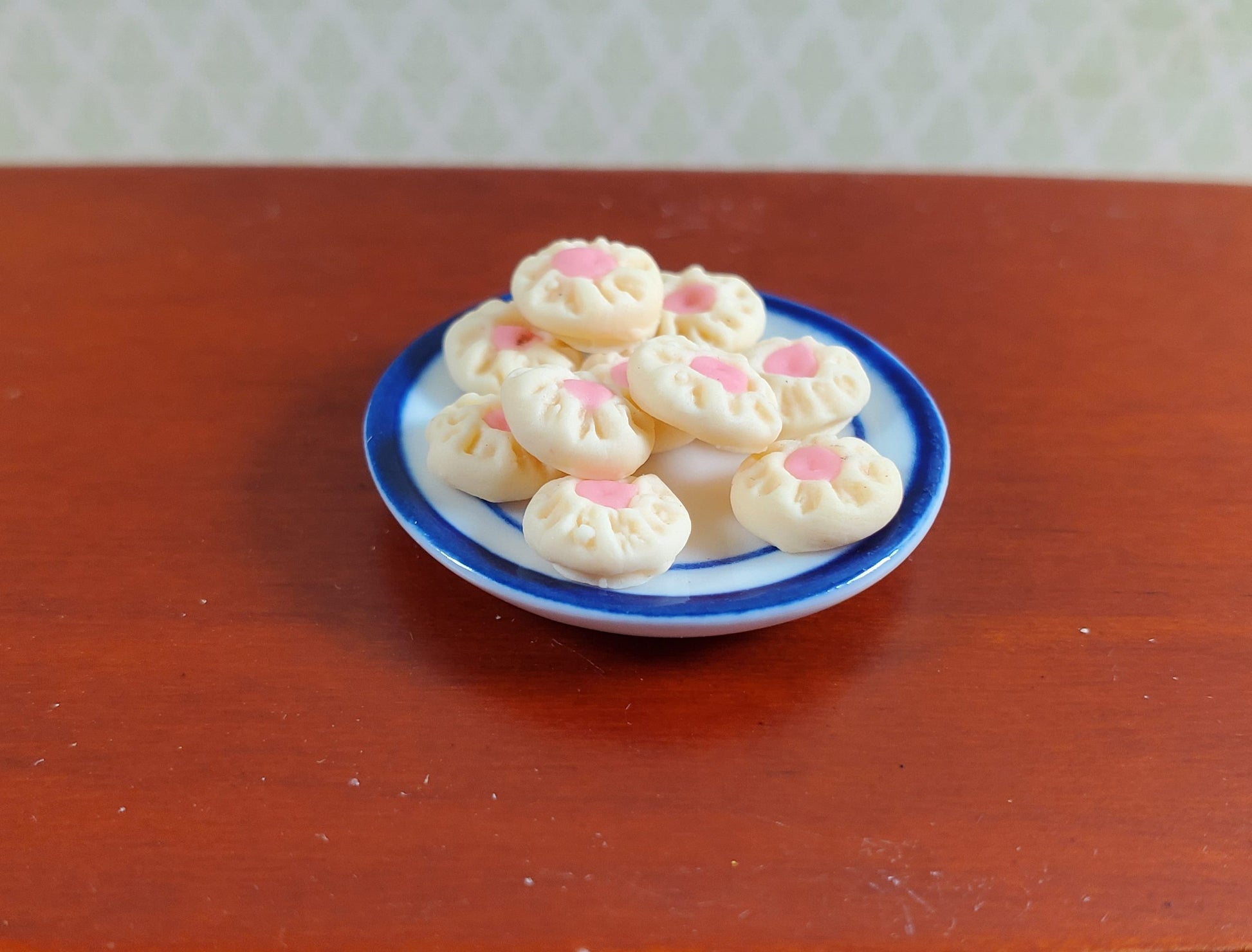 Dollhouse Shortbread Cookies Pink Center 10 pieces 1:12 Scale Miniature Food