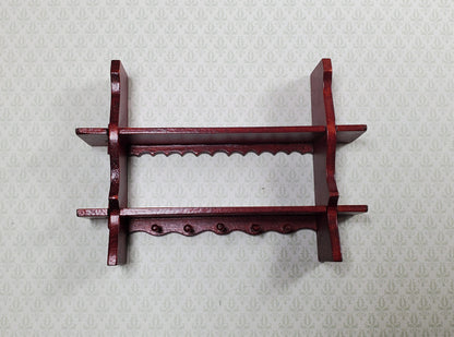 Dollhouse Shelf Kitchen with Pegs 1:12 Scale Miniature Mahogany Finish