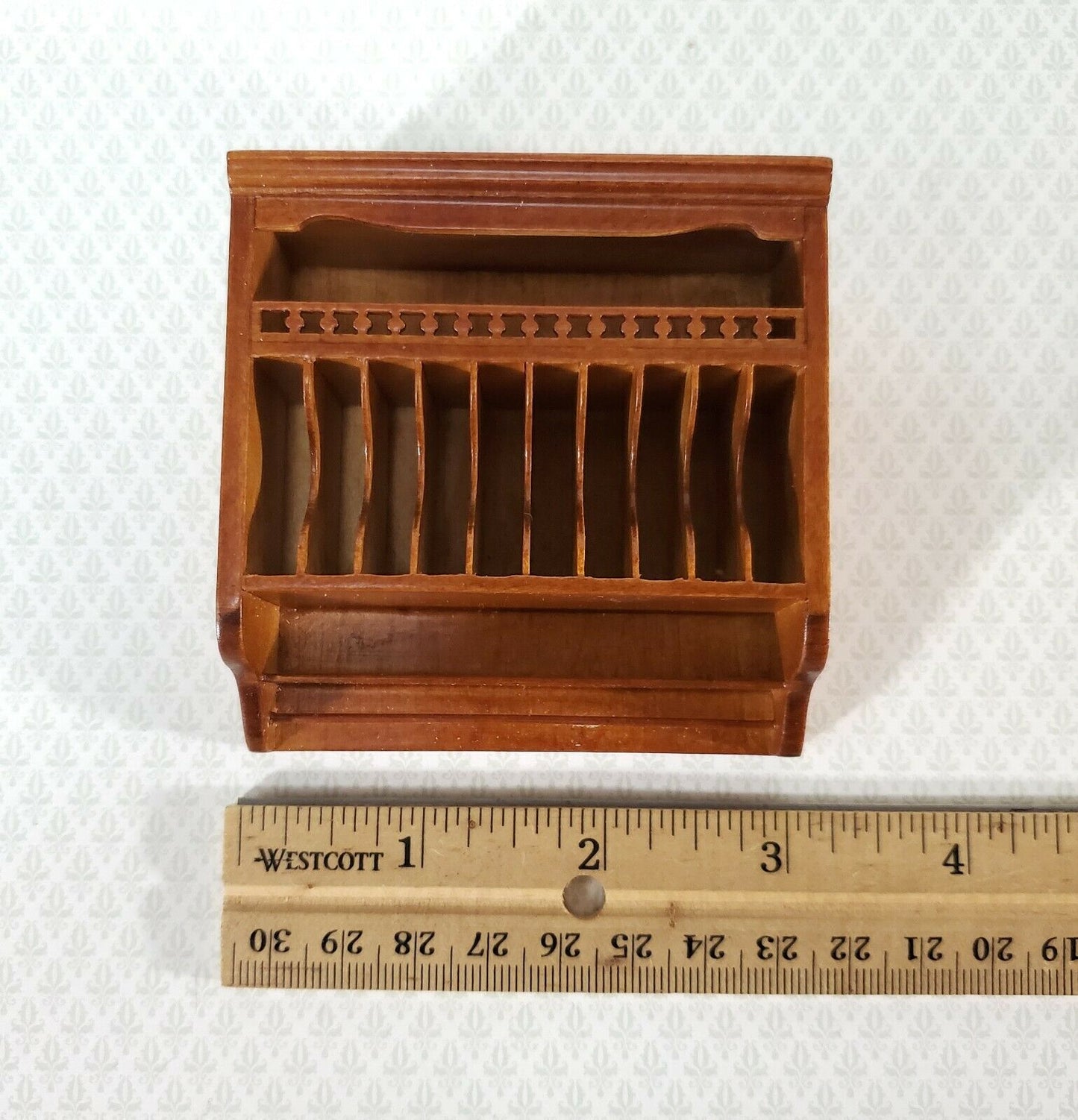 JBM Dollhouse Plate Rack Shelf Kitchen Walnut 1:12 Scale Miniature Shelves