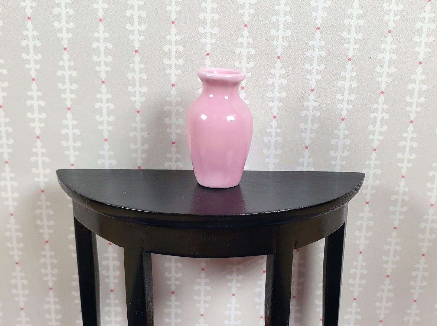 Dollhouse Light Pink Glazed Ceramic Vase 1:12 Scale Miniature
