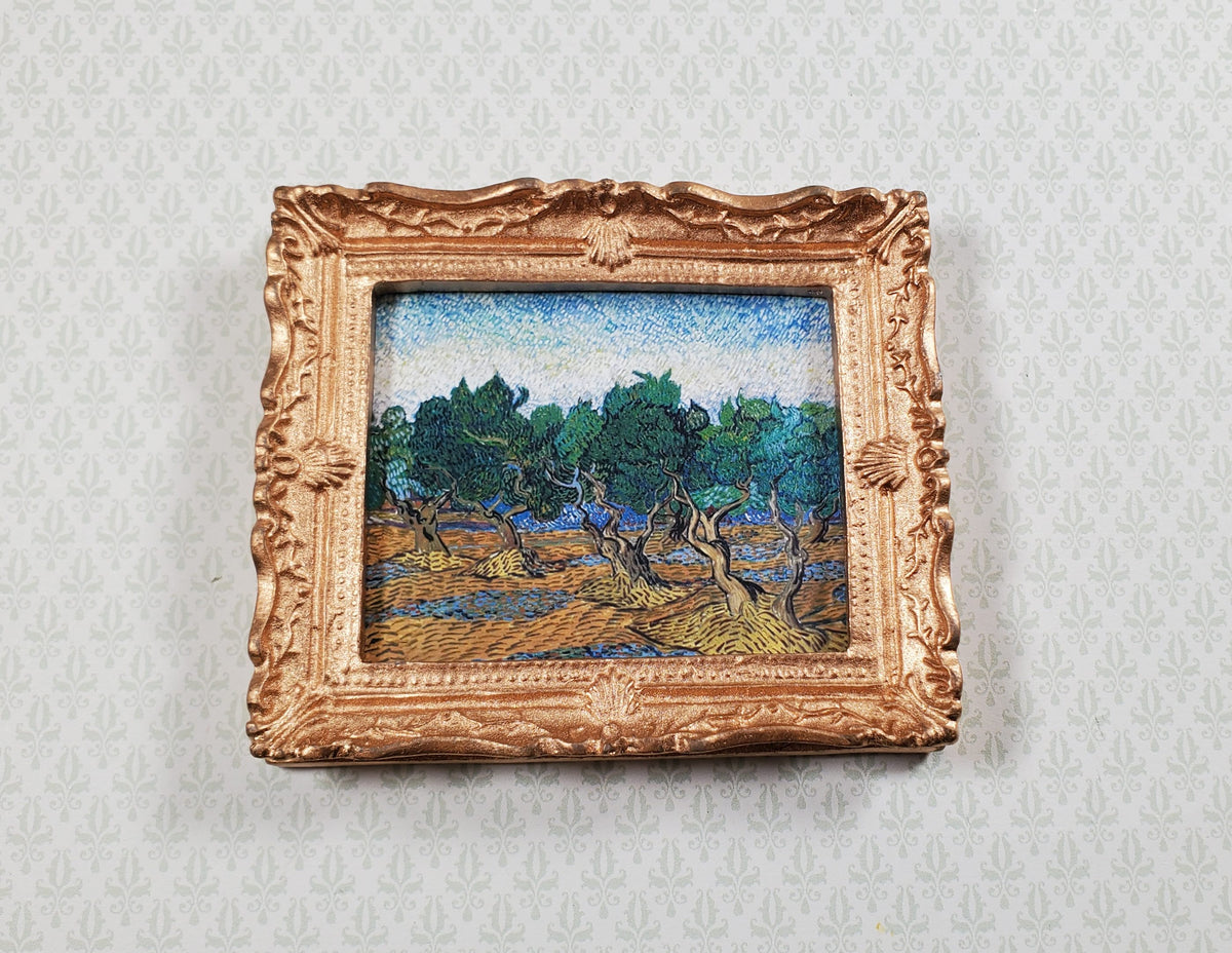 Miniature Vincent Van Gogh Framed Print Olive Grove Blue/Green 1:12 Scale