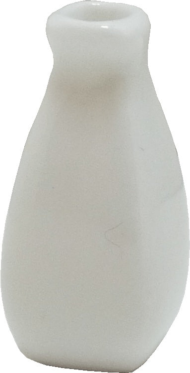 Dollhouse Glazed White Ceramic Four Sided Vase 1:12 Scale Miniature